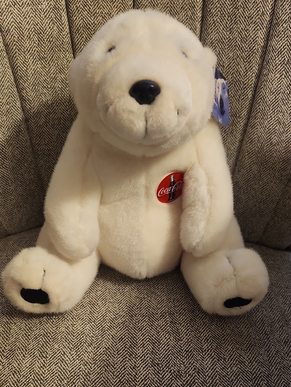 Coca Cola Cream Plush Polar Bear with Red Logo Badge 1993